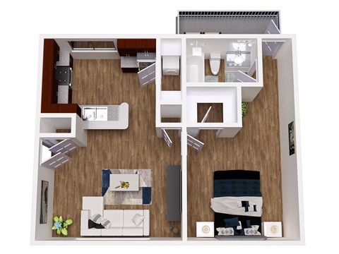 Floor plan for 1 bed, 1 bath